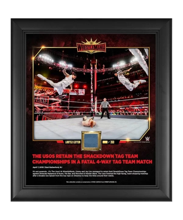 The Usos WWE Framed 15" x 17" WrestleMania 35 Collage with a Piece of Match-Used Canvas - Limited Edition of 350 $16.80 Home ...