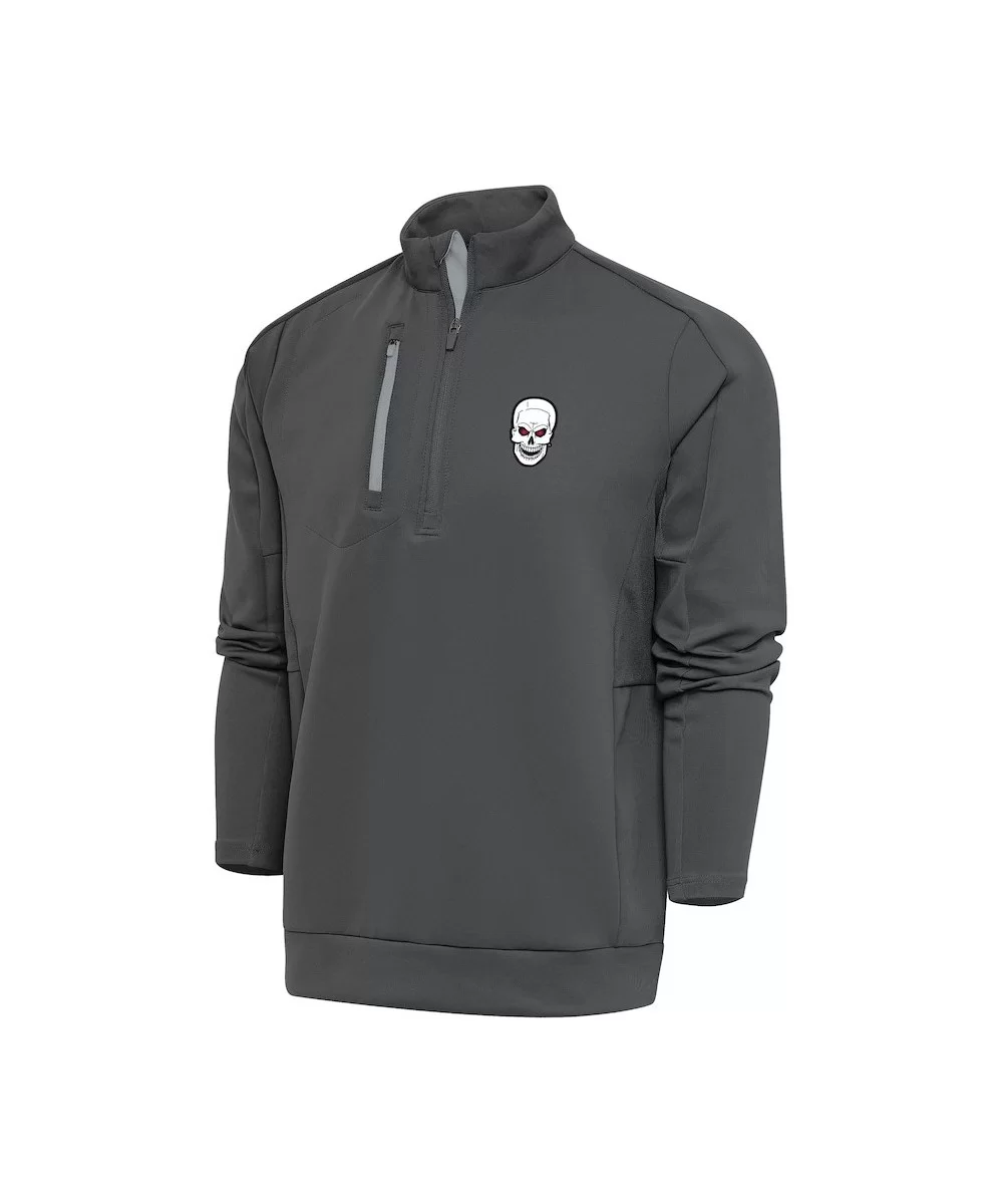 Men's Antigua Charcoal/Silver "Stone Cold" Steve Austin Generation Quarter-Zip Pullover Top $15.84 Apparel