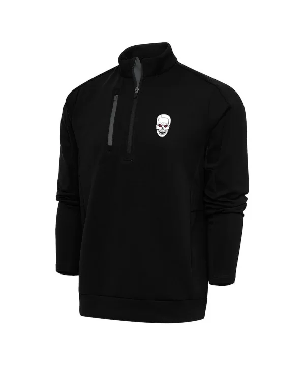 Men's Antigua Black/Charcoal "Stone Cold" Steve Austin Generation Quarter-Zip Pullover Top $19.68 Apparel