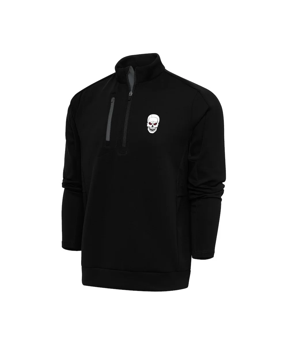 Men's Antigua Black/Charcoal "Stone Cold" Steve Austin Generation Quarter-Zip Pullover Top $19.68 Apparel