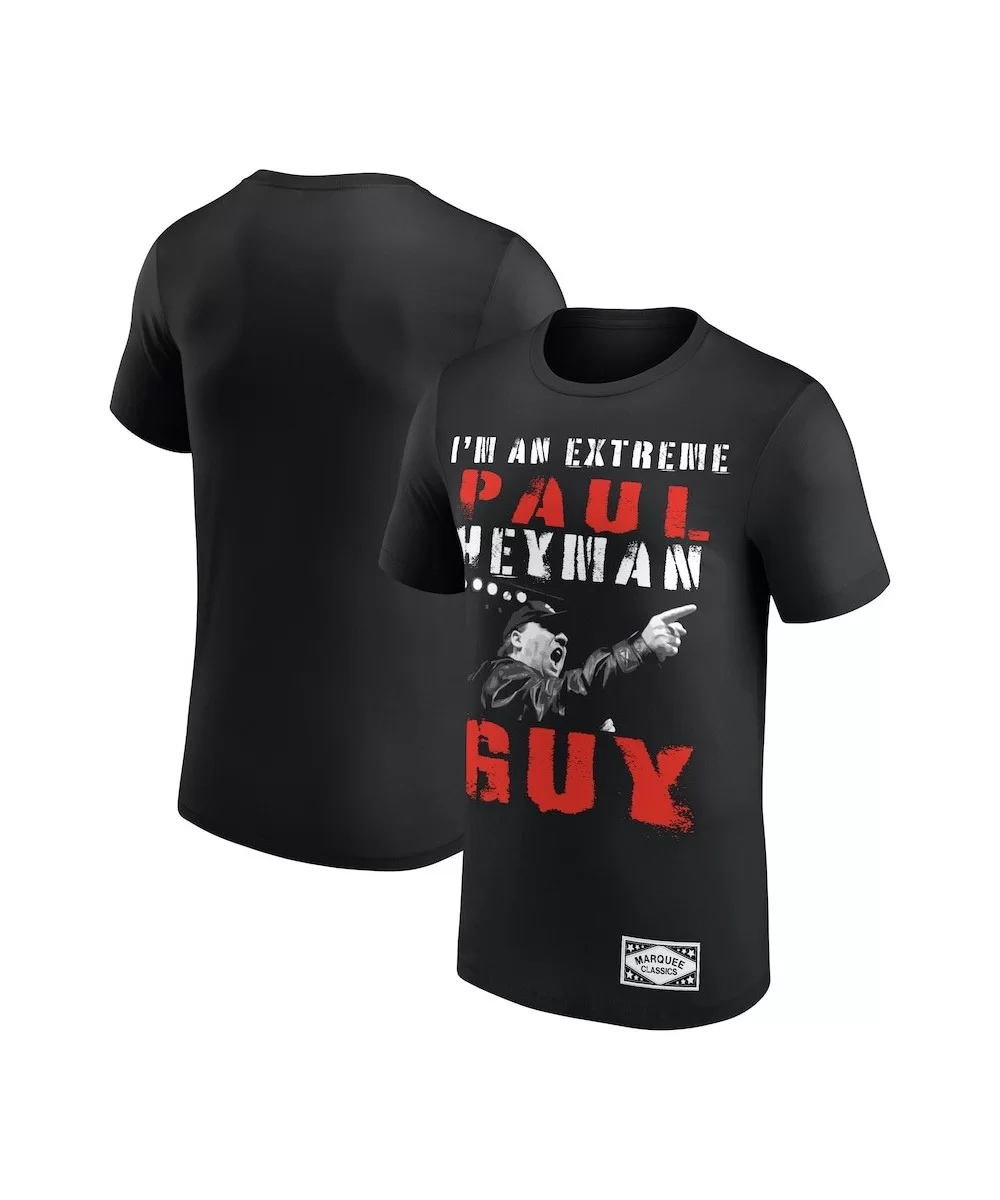 Men's Black Paul Heyman Marquee Classics T-Shirt $5.20 T-Shirts