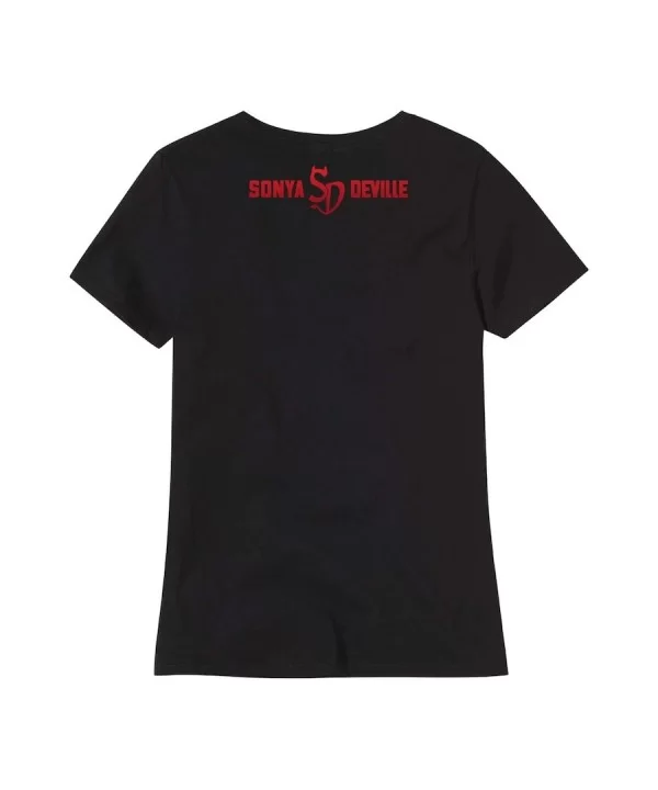 Women's Black Sonya Deville Big Deville Energy T-Shirt $6.53 T-Shirts