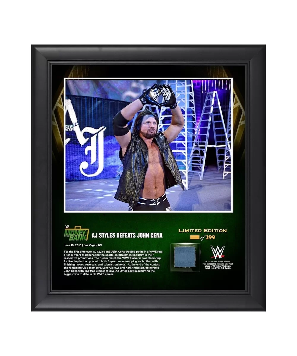 AJ Styles Framed 15" x 17" 2016 Money In The Bank Collage with a Piece of Match-Used Canvas - Limited Edition of 199 $24.64 C...