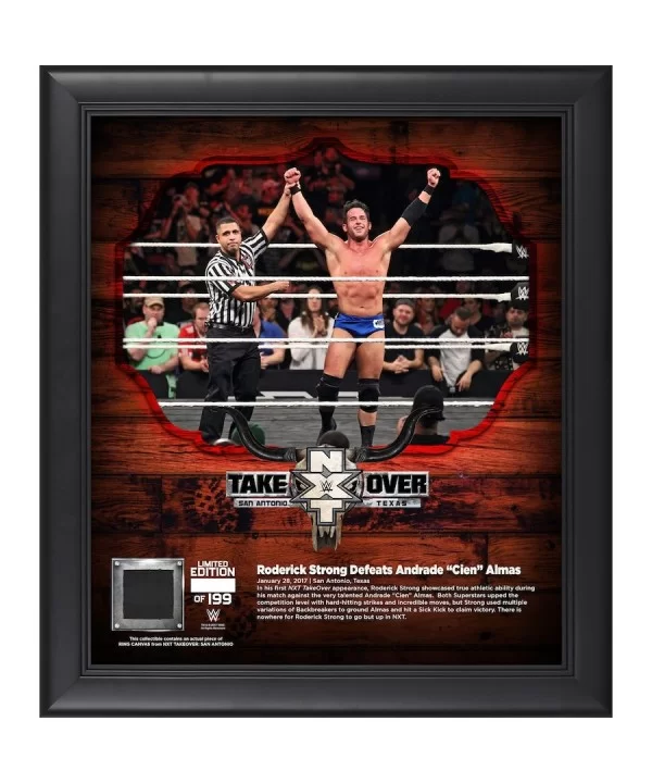 Roderick Strong Framed 15" x 17" NXT TakeOver: San Antonio Collage with a Piece of Match-Used Canvas - Limited Edition of 199...