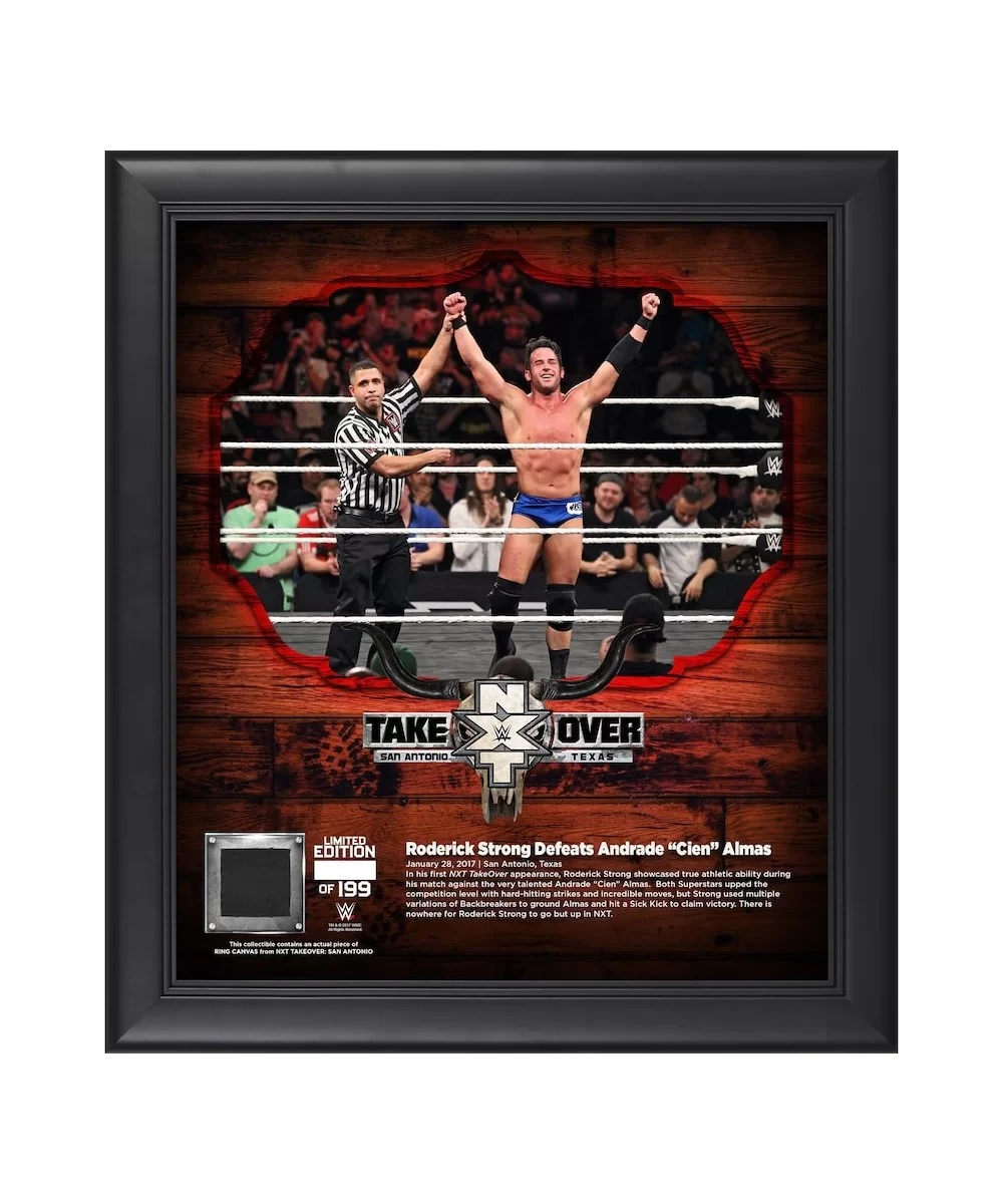 Roderick Strong Framed 15" x 17" NXT TakeOver: San Antonio Collage with a Piece of Match-Used Canvas - Limited Edition of 199...