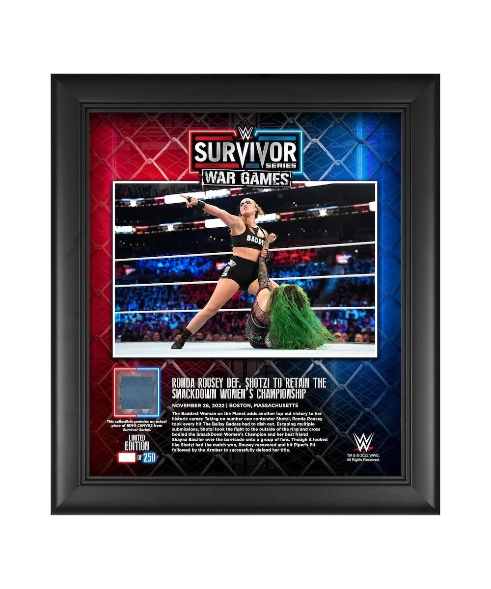 Ronda Rousey Framed 15" x 17" 2022 Survivor Series War Games Collage with a Piece of Match-Used Canvas - Limited Edition of 2...