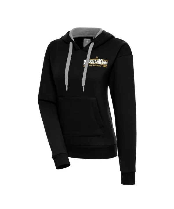 Women's Antigua Black WrestleMania 39 Victory Pullover Hoodie $26.40 Apparel