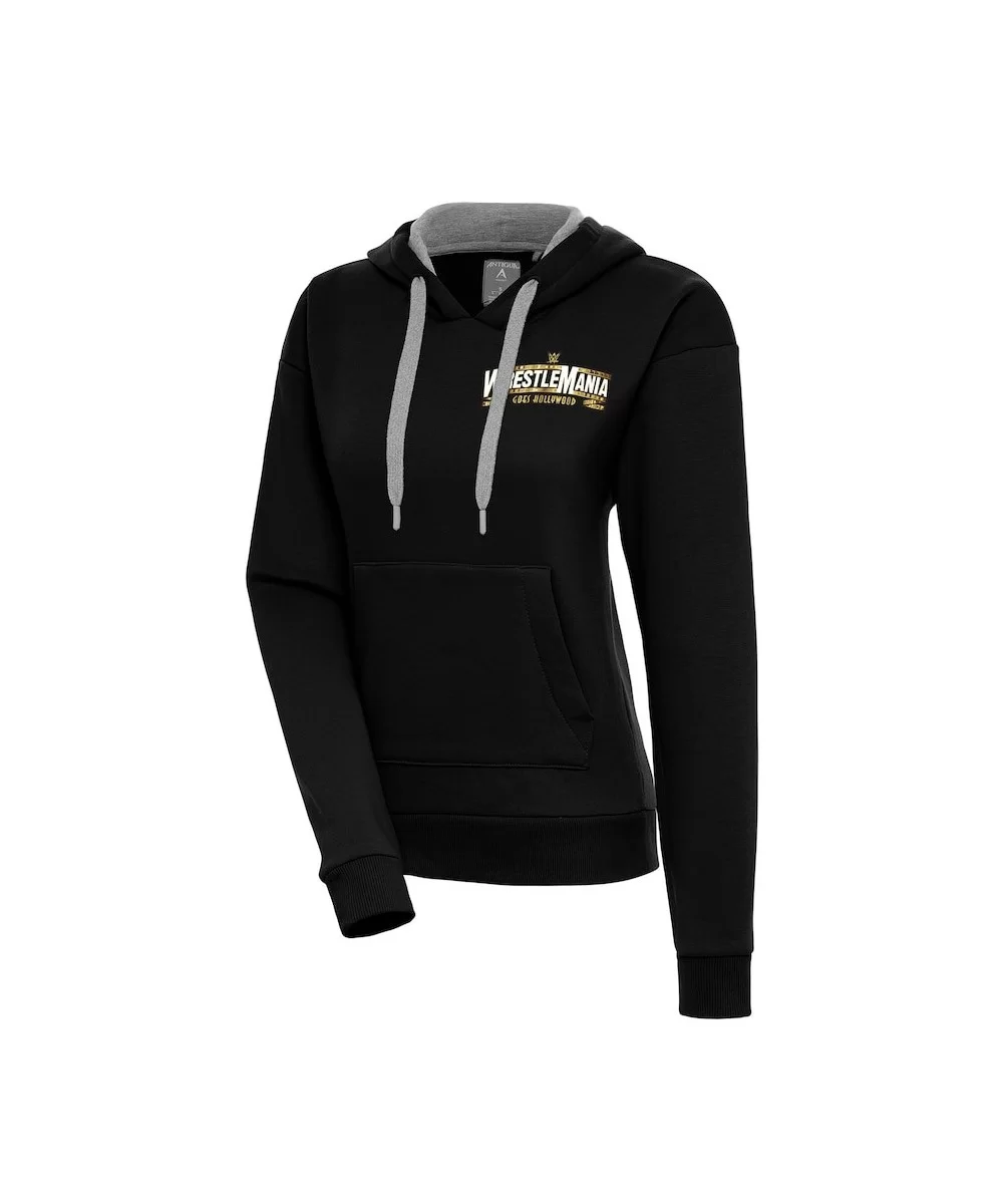 Women's Antigua Black WrestleMania 39 Victory Pullover Hoodie $26.40 Apparel