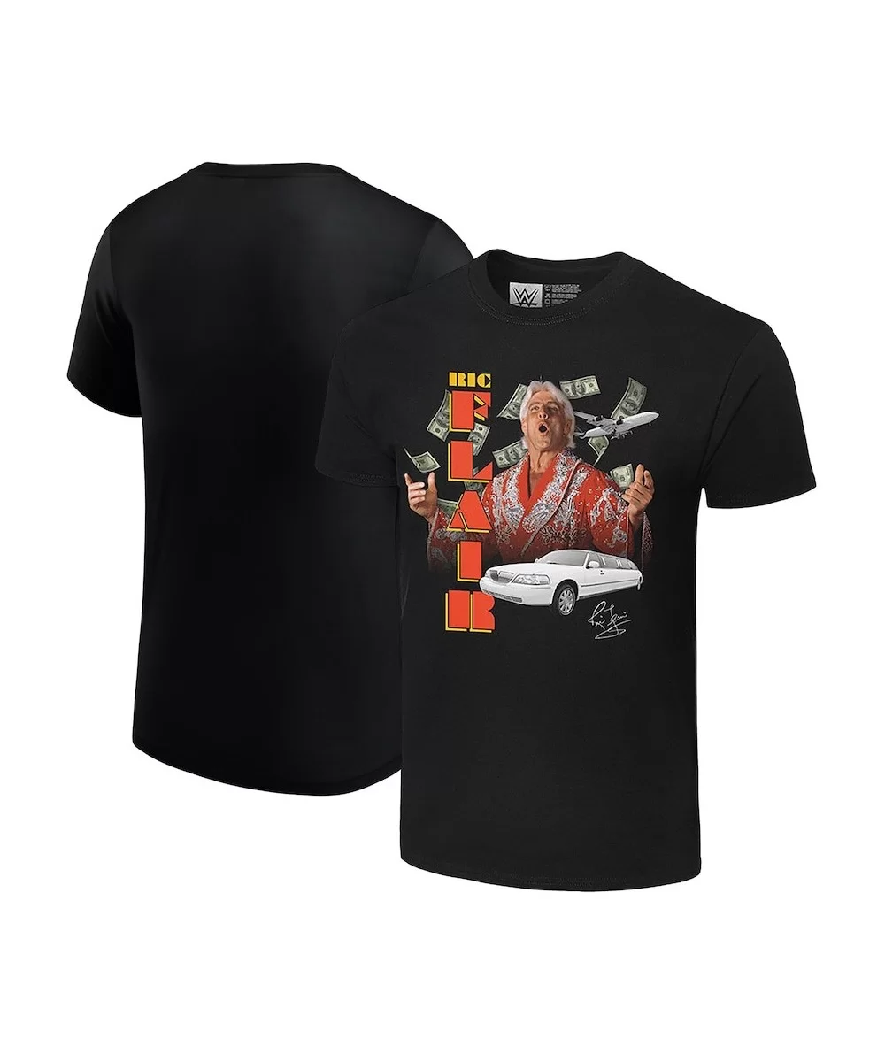 Men's Black Ric Flair Signature Vintage T-Shirt $11.76 T-Shirts