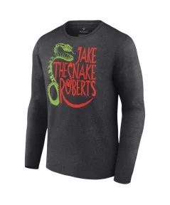 Men's Fanatics Branded Heather Charcoal Jake "The Snake" Roberts Snake Logo Long Sleeve T-Shirt $12.04 T-Shirts