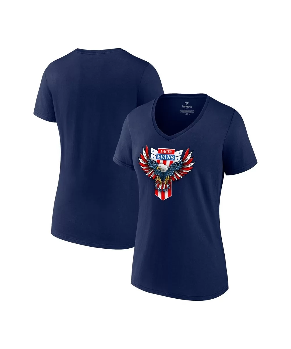 Women's Fanatics Branded Navy Lacey Evans Eagle V-Neck T-Shirt $9.60 T-Shirts