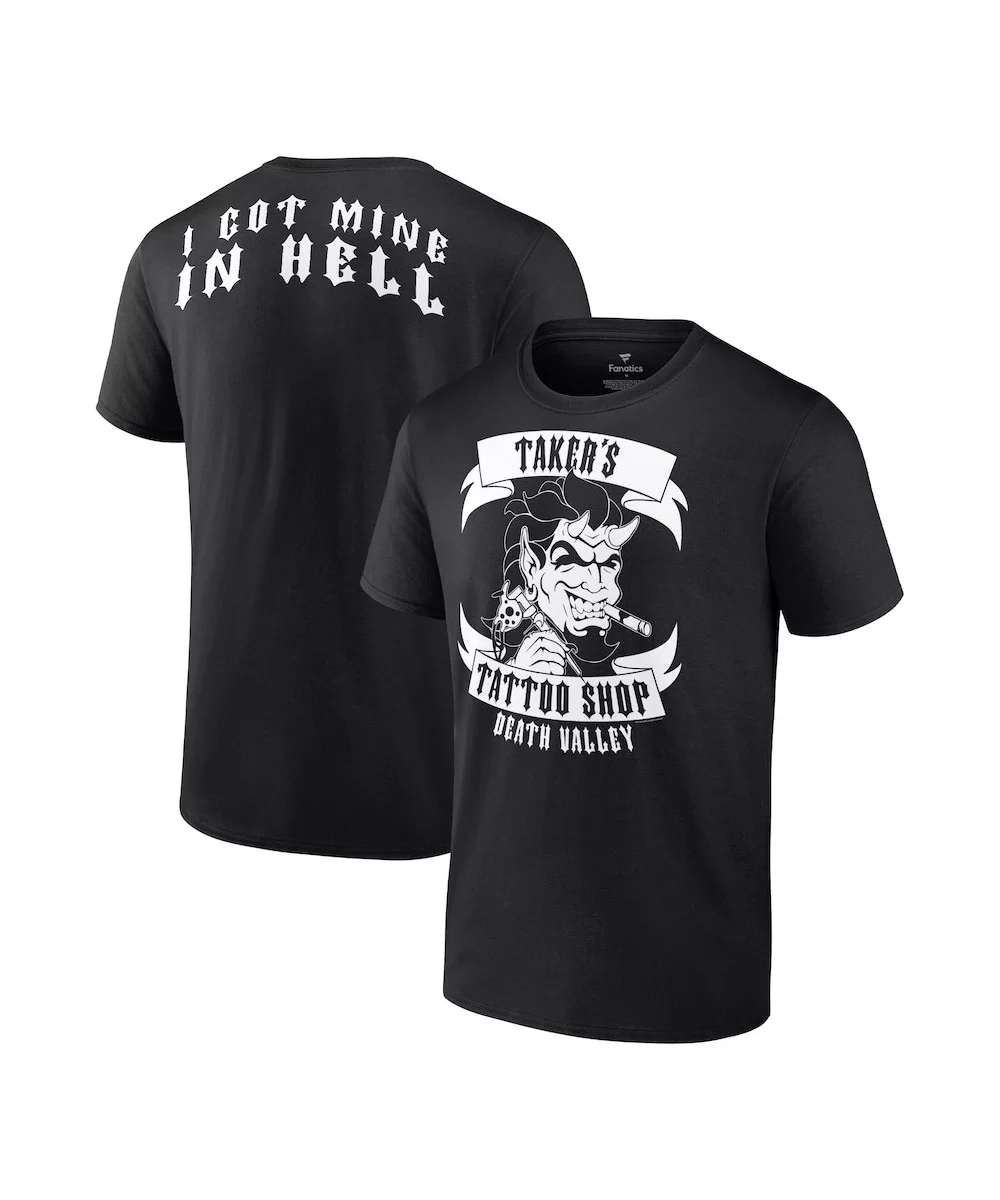 Men's Fanatics Branded Black The Undertaker Taker's Tattoo Shop Retro T-Shirt $8.40 T-Shirts