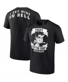 Men's Fanatics Branded Black The Undertaker Taker's Tattoo Shop Retro T-Shirt $8.40 T-Shirts