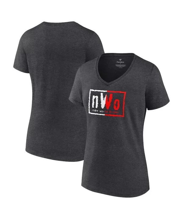 Women's Fanatics Branded Heather Charcoal nWo Split Logo V-Neck T-Shirt $9.60 T-Shirts