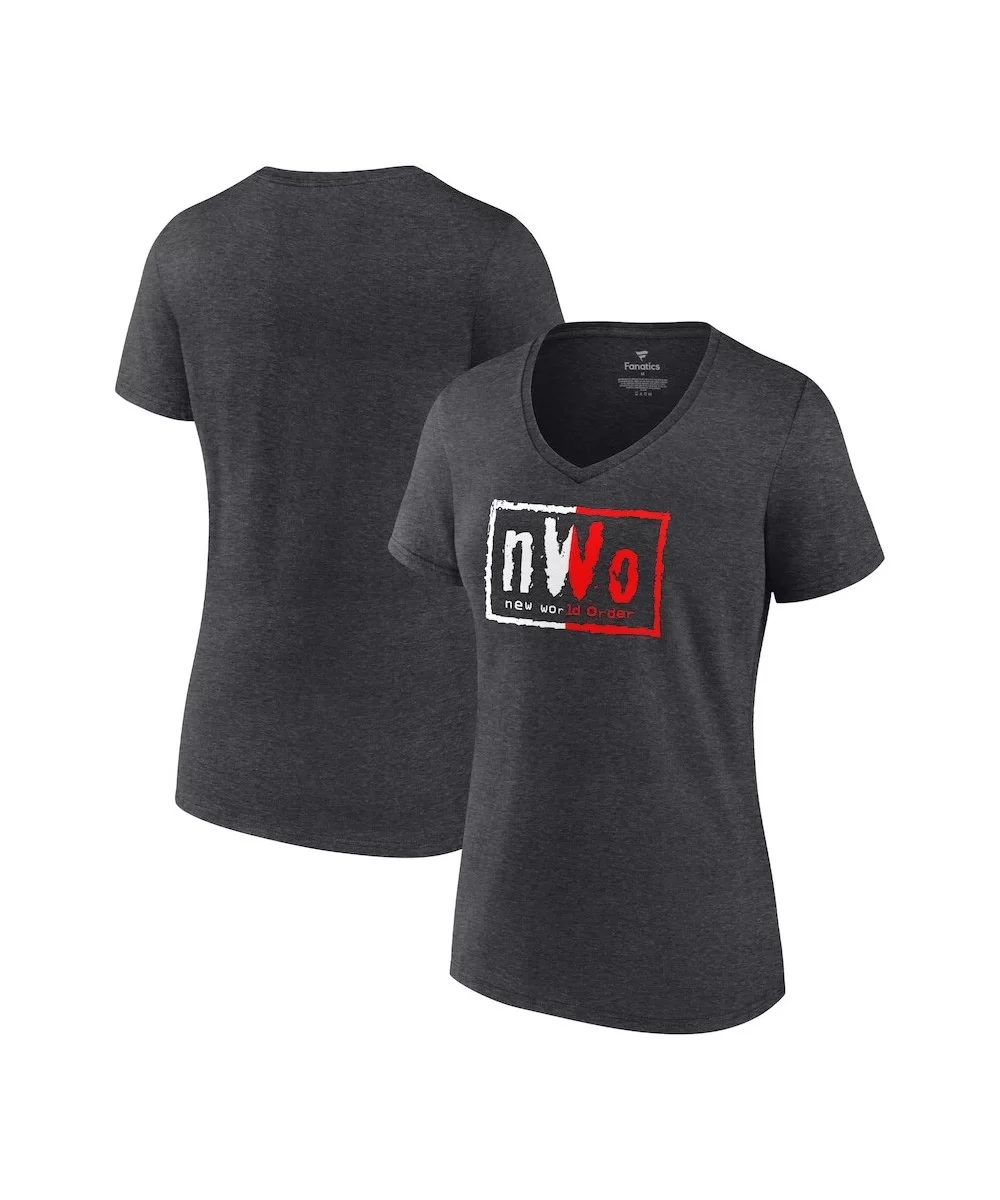 Women's Fanatics Branded Heather Charcoal nWo Split Logo V-Neck T-Shirt $9.60 T-Shirts