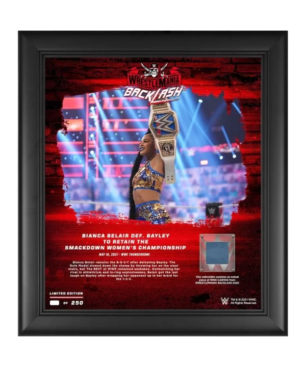 Bianca Belair Framed 15" x 17" 2021 WrestleMania Backlash Collage with a Piece of Match-Used Canvas - Limited Edition of 250 ...