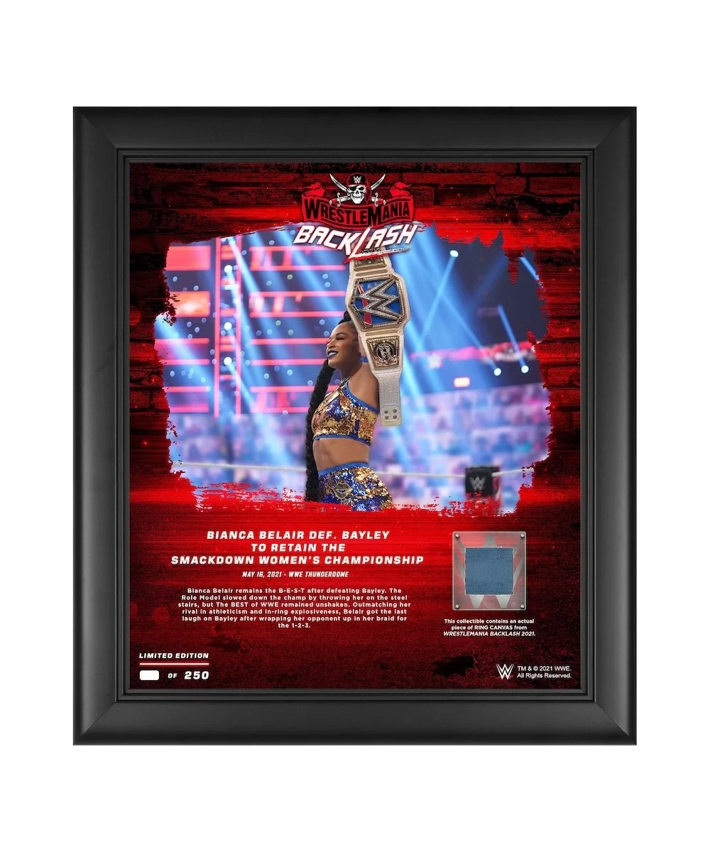 Bianca Belair Framed 15" x 17" 2021 WrestleMania Backlash Collage with a Piece of Match-Used Canvas - Limited Edition of 250 ...