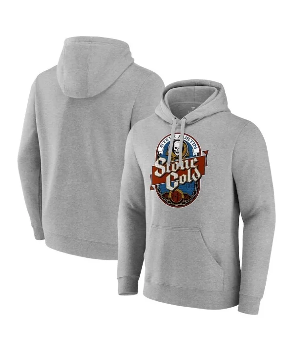 Men's Fanatics Branded Gray "Stone Cold" Steve Austin 101 Proof Label Pullover Hoodie $14.80 Apparel