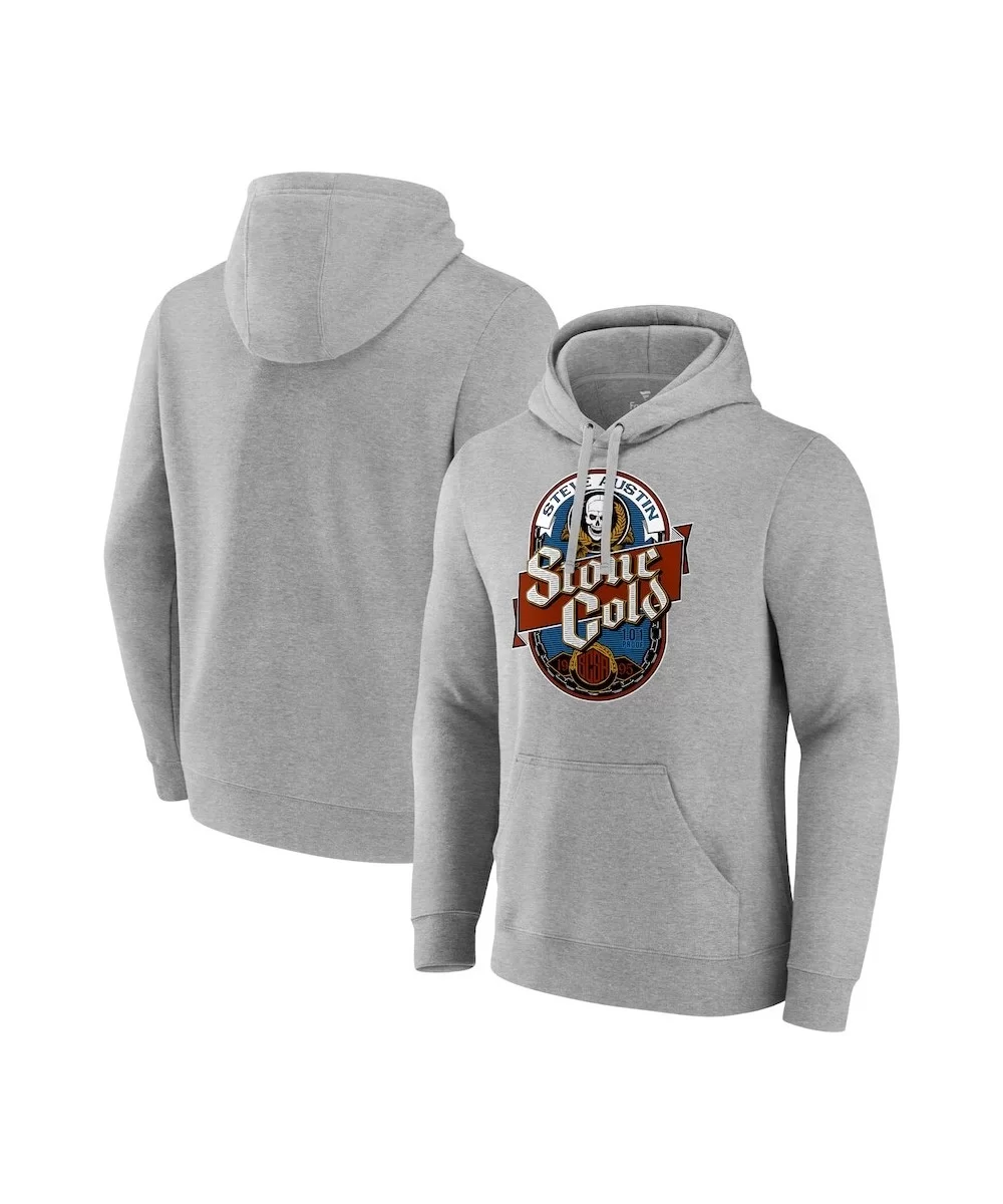 Men's Fanatics Branded Gray "Stone Cold" Steve Austin 101 Proof Label Pullover Hoodie $14.80 Apparel