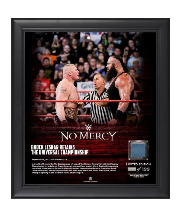 Brock Lesnar Framed 15" x 17" 2017 No Mercy Collage with a Piece of Match-Used Canvas - Limited Edition of 199 $28.00 Collect...