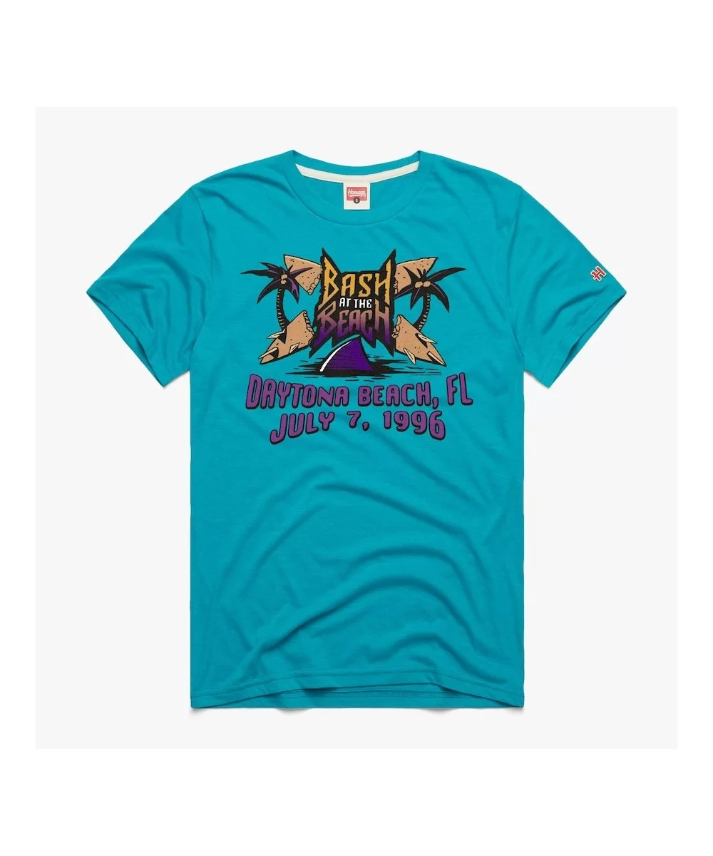 Men's Homage Heather Teal Bash At The Beach 1996 Retro Logo T-Shirt $11.20 T-Shirts