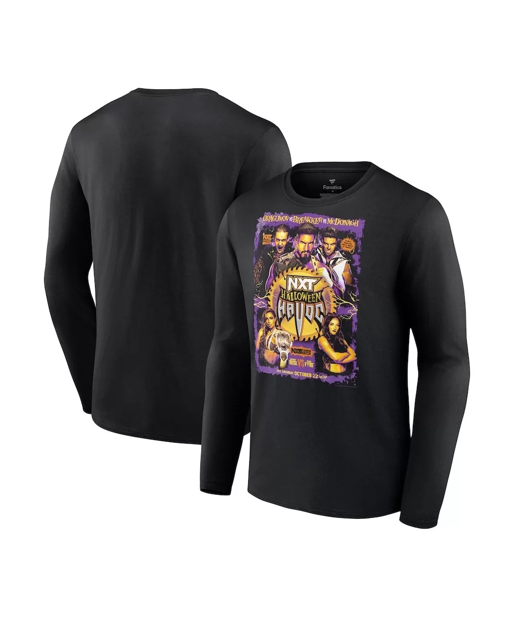 Men's Fanatics Branded Black NXT Halloween Havoc Poster Long Sleeve T-Shirt $9.24 T-Shirts