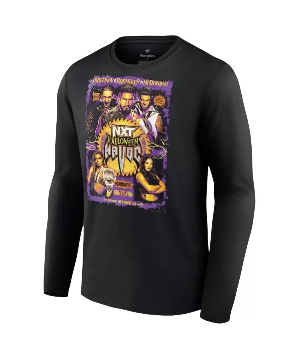 Men's Fanatics Branded Black NXT Halloween Havoc Poster Long Sleeve T-Shirt $9.24 T-Shirts