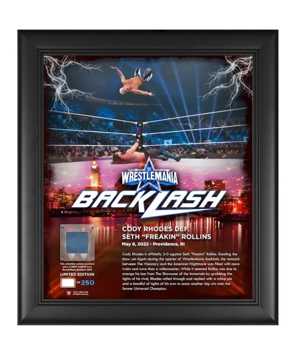 Cody Rhodes WWE Framed 15" x 17" 2022 WrestleMania Backlash Core Frame with a Piece of Match-Used Canvas - Limited Edition of...