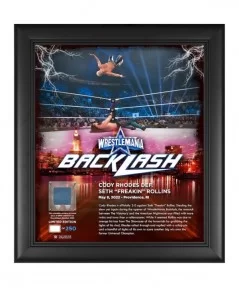 Cody Rhodes WWE Framed 15" x 17" 2022 WrestleMania Backlash Core Frame with a Piece of Match-Used Canvas - Limited Edition of...