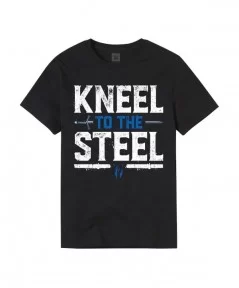 Men's Black Drew McIntyre Kneel to The Steel Authentic T-Shirt $9.36 T-Shirts