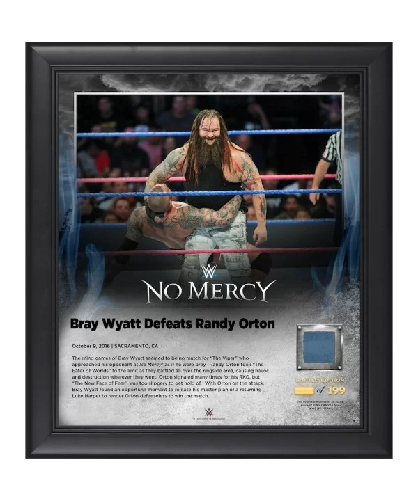 Bray Wyatt Framed 15" x 17" 2016 No Mercy Collage with a Piece of Match-Used Canvas - Limited Edition of 199 $17.36 Collectibles