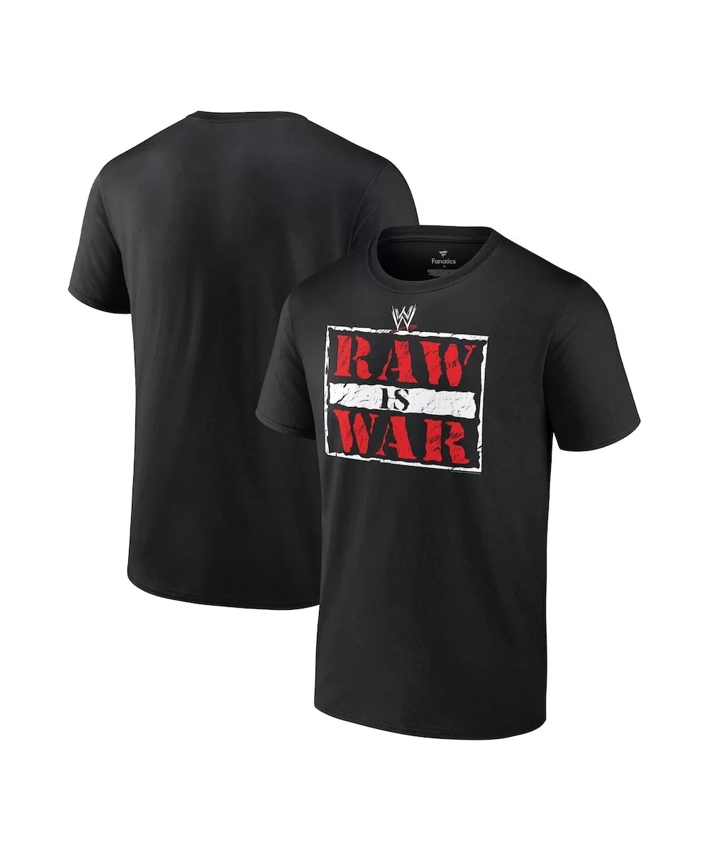 Men's Fanatics Branded Black WWE RAW is War Retro Logo T-Shirt $9.12 T-Shirts