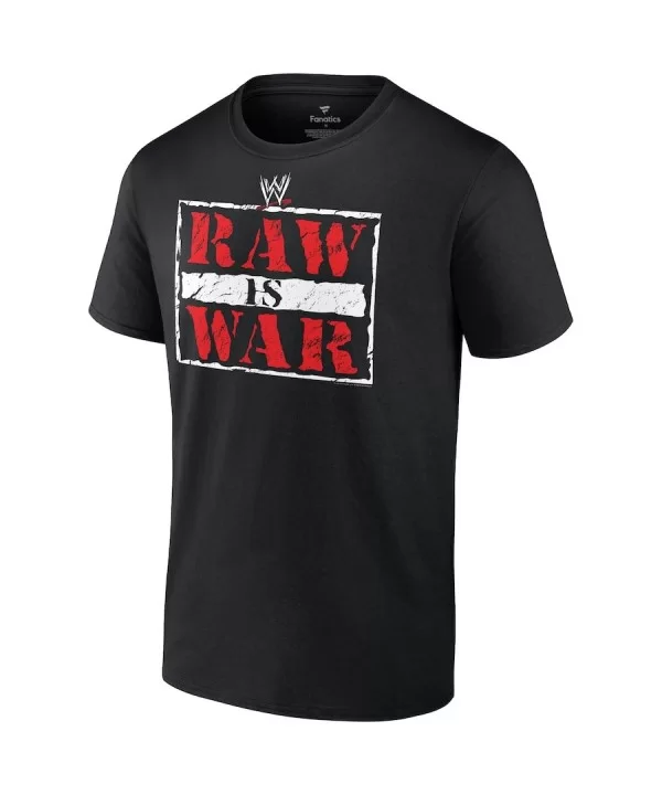 Men's Fanatics Branded Black WWE RAW is War Retro Logo T-Shirt $9.12 T-Shirts