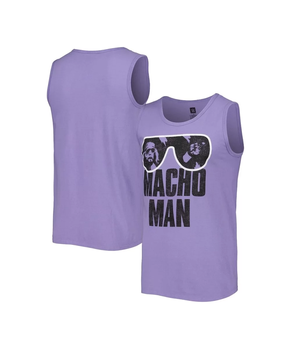 Men's Heather Purple "Macho Man" Randy Savage Sunglasses Tank Top $10.32 Apparel