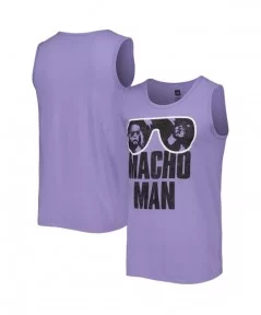 Men's Heather Purple "Macho Man" Randy Savage Sunglasses Tank Top $10.32 Apparel