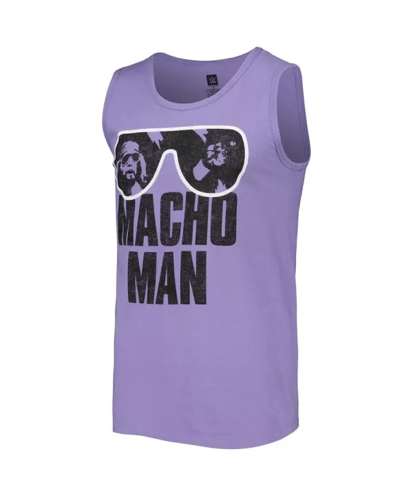 Men's Heather Purple "Macho Man" Randy Savage Sunglasses Tank Top $10.32 Apparel