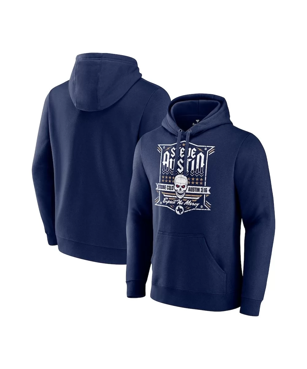 Men's Fanatics Branded Navy "Stone Cold" Steve Austin Expect No Mercy Pullover Hoodie $19.20 Apparel