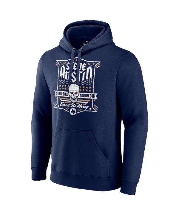 Men's Fanatics Branded Navy "Stone Cold" Steve Austin Expect No Mercy Pullover Hoodie $19.20 Apparel