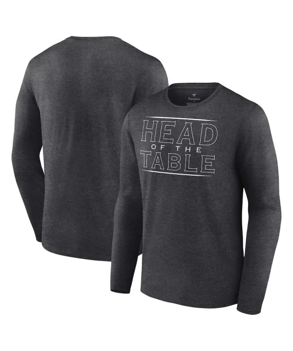 Men's Fanatics Branded Charcoal Roman Reigns Head Of The Table Long Sleeve T-Shirt $10.36 T-Shirts