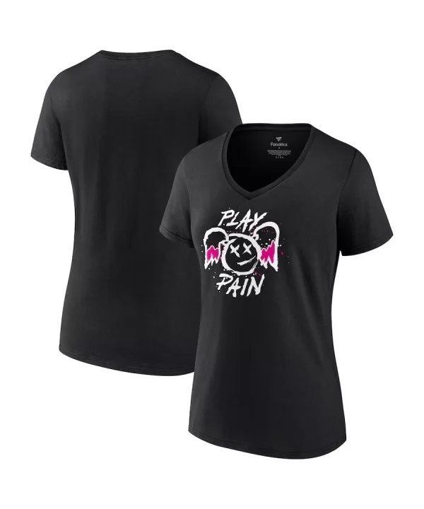 Women's Fanatics Branded Black Alexa Bliss Play x Pain V-Neck T-Shirt $9.84 T-Shirts