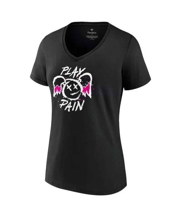 Women's Fanatics Branded Black Alexa Bliss Play x Pain V-Neck T-Shirt $9.84 T-Shirts