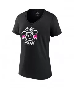 Women's Fanatics Branded Black Alexa Bliss Play x Pain V-Neck T-Shirt $9.84 T-Shirts