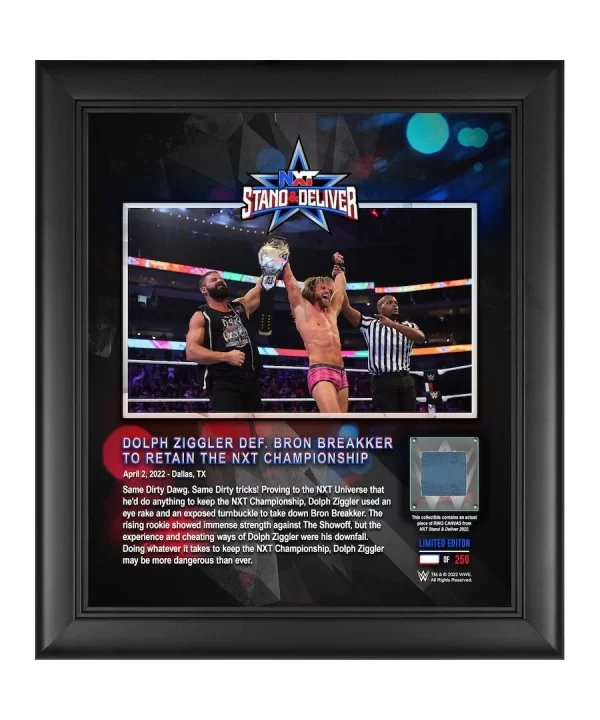 Dolph Ziggler NXT 2.0 Framed 15" x 17" 2022 Stand & Deliver Core Frame with a Piece of Match-Used Canvas - Limited Edition of...