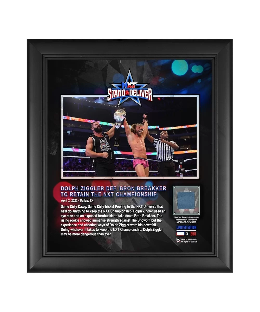 Dolph Ziggler NXT 2.0 Framed 15" x 17" 2022 Stand & Deliver Core Frame with a Piece of Match-Used Canvas - Limited Edition of...