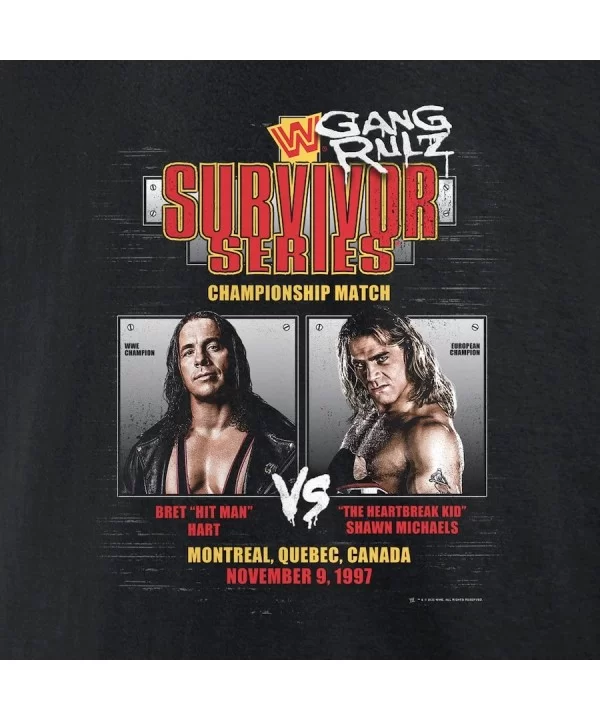 Men's Fanatics Branded Black Shawn Michaels vs Bret Hart 1997 Survivor Series Long Sleeve T-Shirt $10.92 T-Shirts