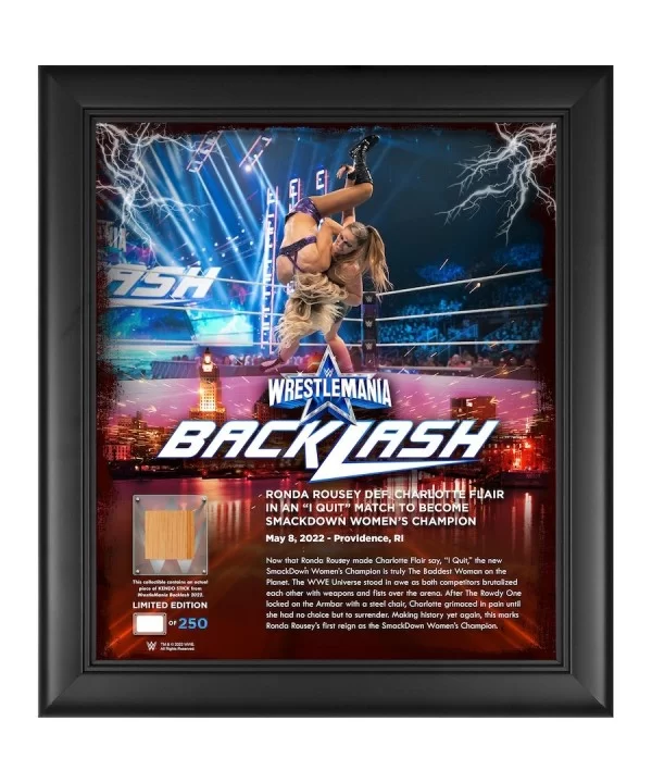 Ronda Rousey WWE Framed 15" x 17" 2022 WrestleMania Backlash Core Frame with a Piece of Match-Used Kendo Stick - Limited Edit...