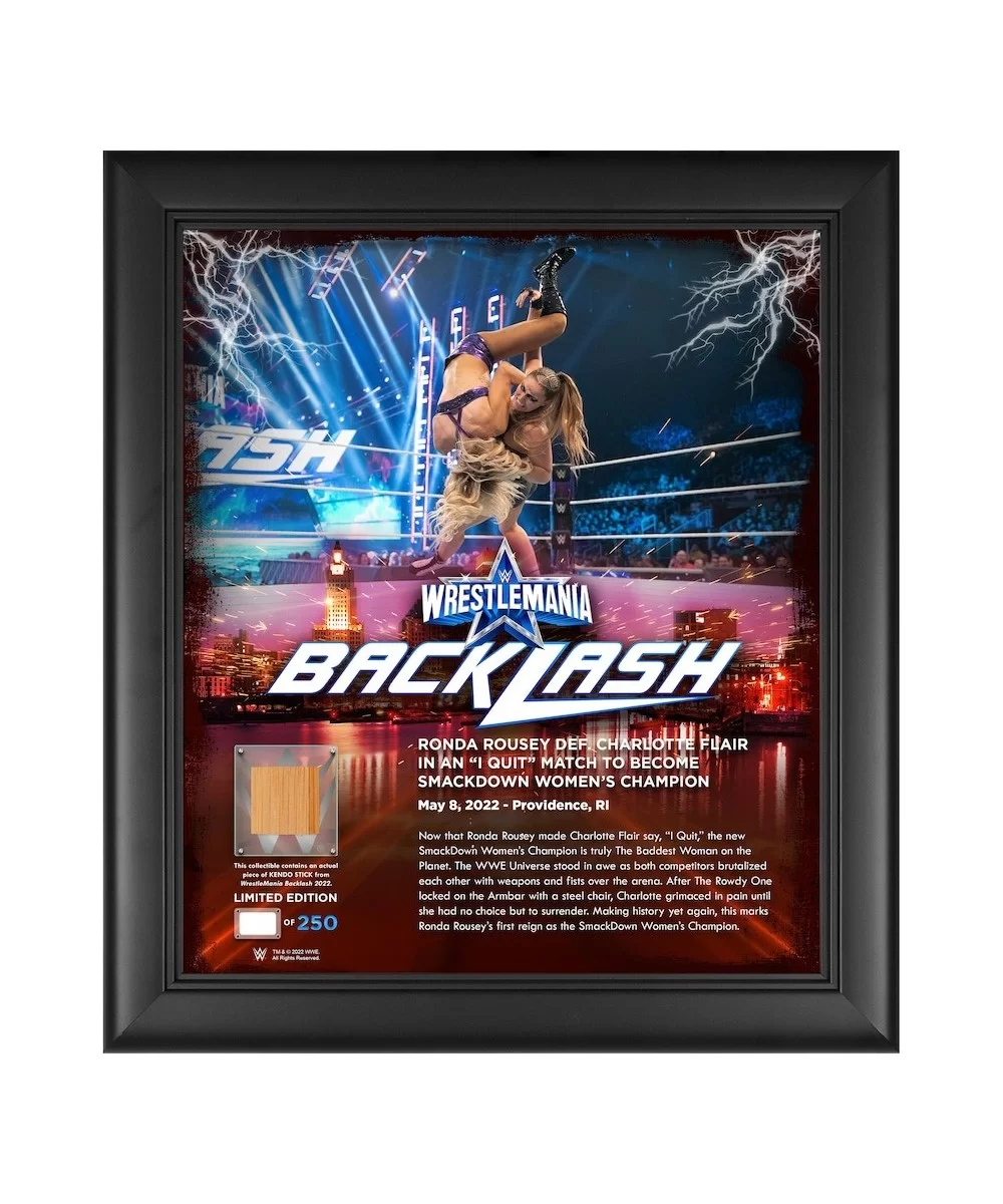 Ronda Rousey WWE Framed 15" x 17" 2022 WrestleMania Backlash Core Frame with a Piece of Match-Used Kendo Stick - Limited Edit...