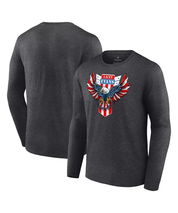 Men's Fanatics Branded Charcoal Lacey Evans Eagle Long Sleeve T-Shirt $9.24 T-Shirts