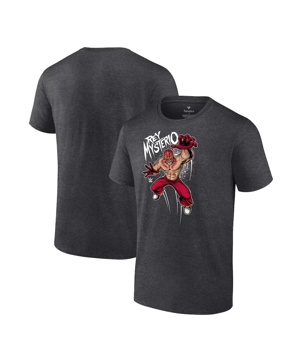 Men's Fanatics Branded Charcoal Rey Mysterio Leap T-Shirt $7.68 T-Shirts