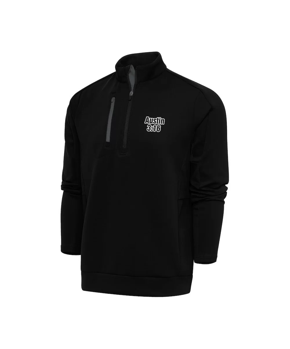 Men's Antigua Black/Gray "Stone Cold" Steve Austin Generation Quarter-Zip Pullover Top $19.68 Apparel